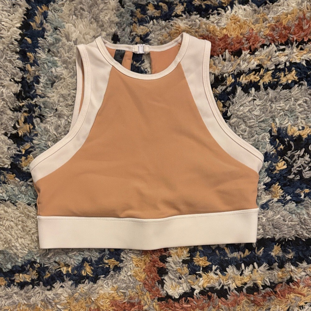 Orange and Off-White Sports Bra